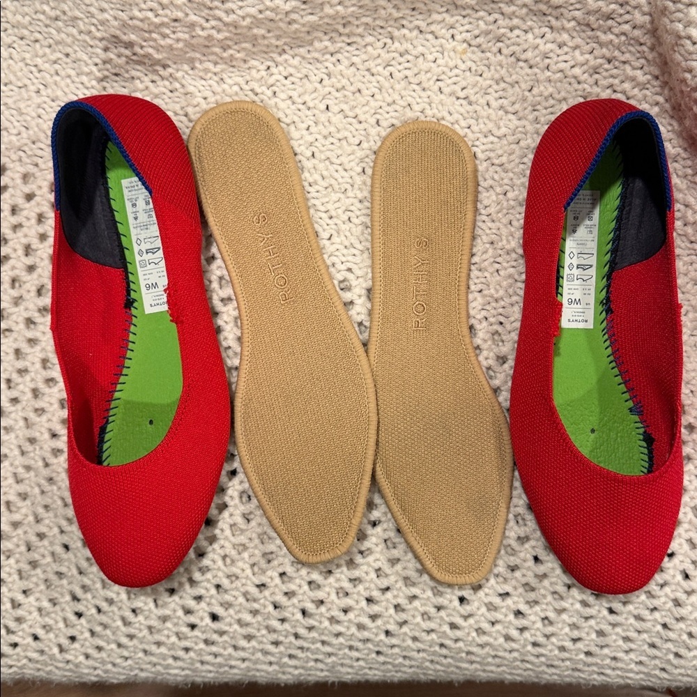 Rothy's Womens 6W  Bold Red and Blue Flats - Picture 4 of 9